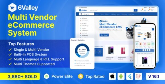 6Valley Multi-Vendor eCommerce CMS v16.1 Nulled – Complete eCommerce Mobile App, Web, Seller and Admin Panel Source