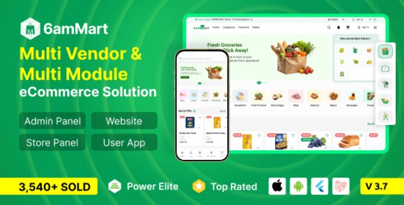 6amMart v3.7 Nulled – Multivendor Food, Grocery, eCommerce, Parcel, Pharmacy Delivery App with Admin & Website Source