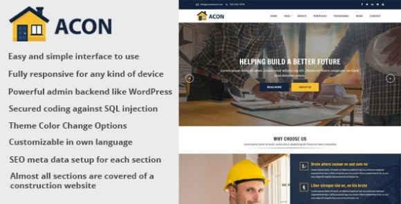 Acon v1.9 – Architecture and Construction Website CMS Script