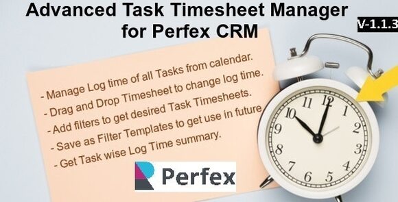 Advanced Task Timesheet Manager Module for Perfex CRM v1.1.3 – Addon