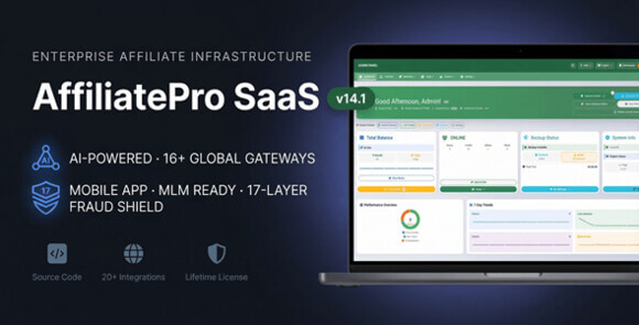AffiliatePro SaaS v14.0 – AI-Powered Enterprise Affiliate & Multi-Vendor Engine (17-Layer Fraud Defense) Script