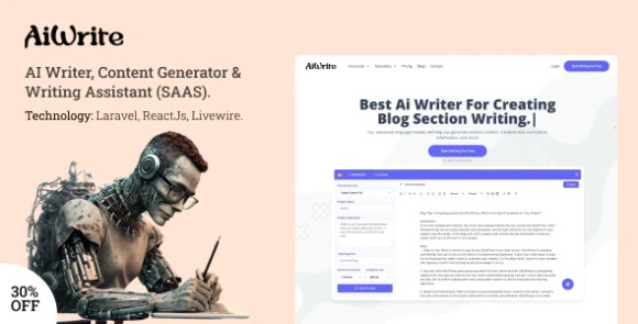 AiWrite v2.0 – AI Writer, Content Generator & Writing Assistant Tools (SAAS) PHP Script