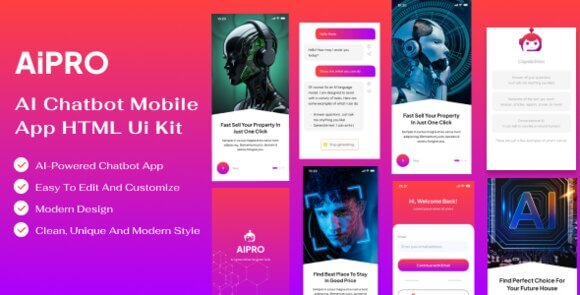 Aipro – AI Chatbot Mobile App HTML Template