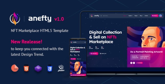 Anefty v1.0 – NFT Marketplace HTML5 Template Free