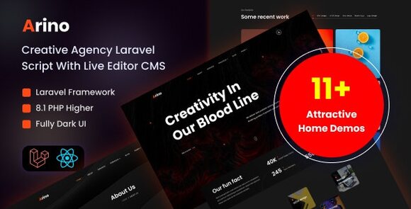 Arino v3.1 Nulled – Creative Agency Laravel Script with Live Editor CMS