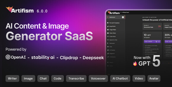 Artifism v6.6.0 Nulled – AI Content, Image, Video, Chat, Chatbot, Voiceover & Code Generator SaaS Script
