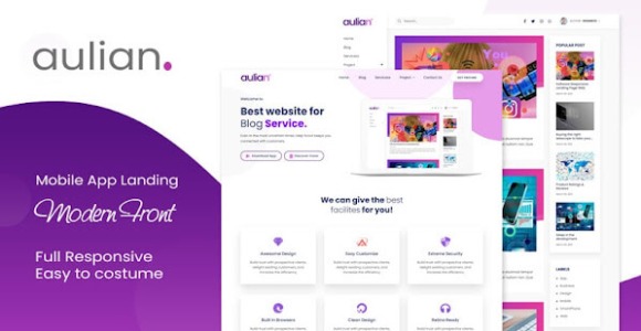 Aulian v2.0 – Responsive Landing Page Blogger Template