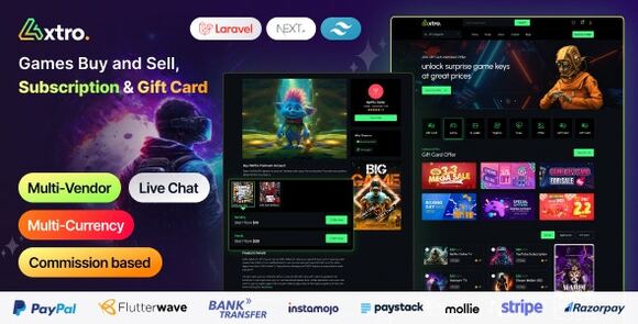 Axtro v2.0 – Games Buy and Sell, Subscription & Gift Card Laravel Script PHP Script