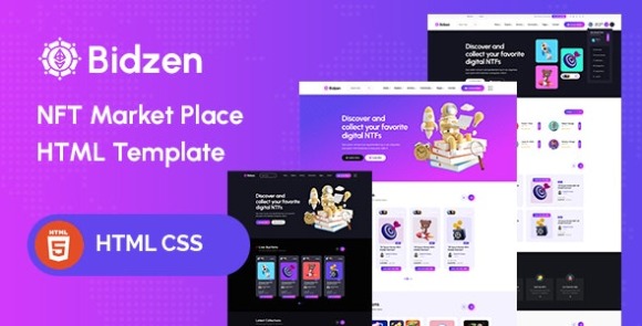 Bidzen v1.0 – NFT Marketplace HTML Template Free
