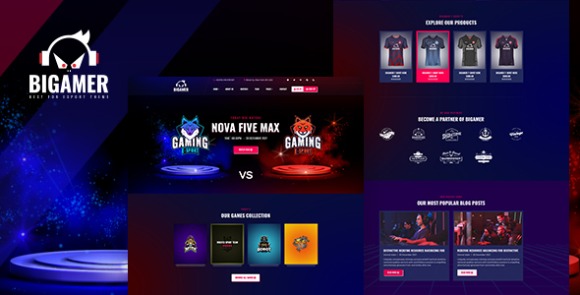 Bigamer v1.0 – Online eSports and Gaming Tournaments HTML Template Free