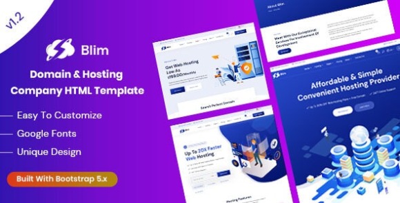 Blim v1.2 – Domain & Hosting Company HTML Template Free