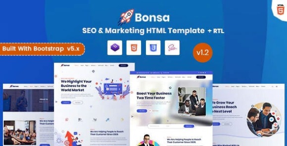 Bonsa v1.2 – SEO & Marketing Company HTML Template Free