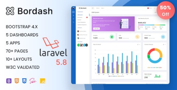 Bordash v1.1 – Laravel Admin Template Free