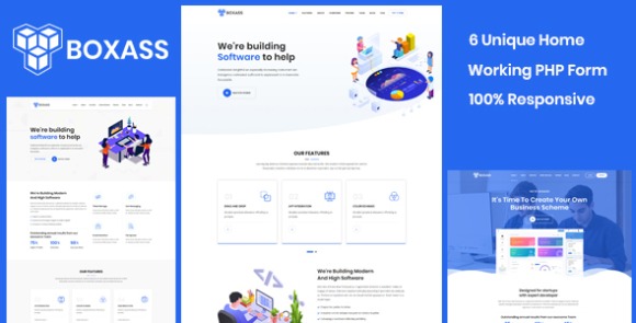 Boxass v1.2 – Startup Landing Page Template Free