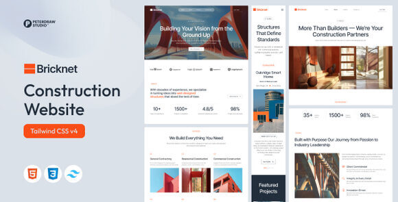Bricknet – Construction Company Website Tailwind Template