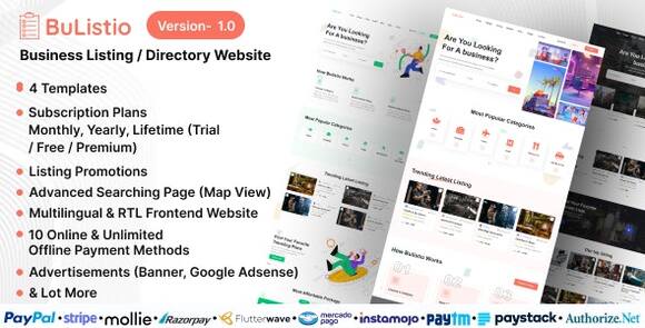 Bulistio v1.0 Nulled – Business Listing / Directory Website (Subscription Based) PHP Script