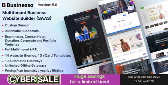 Businesso v5.0 Nulled – Multipurpose Website Builder SAAS (Multitenancy) Script