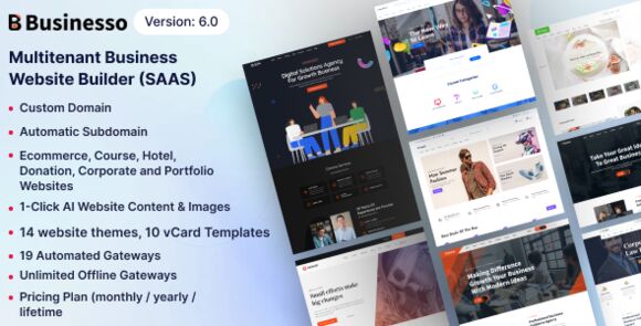 Businesso v6.0 Nulled – Multitenant Website Builder SAAS (AI Powered) Script