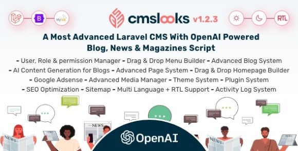 CMSLooks v1.2.1 Nulled – Laravel CMS With OpenAI Powered Blog, News & Magazines Script
