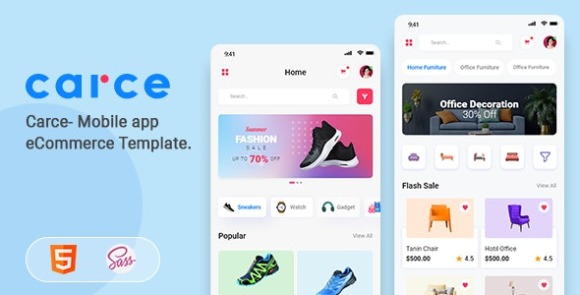 Carce v1.0 – Mobile App eCommerce Template Free