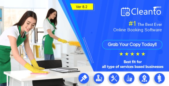 Cleanto v8.1 – Online Bookings Management System for Maid Services and Cleaning Companies Script