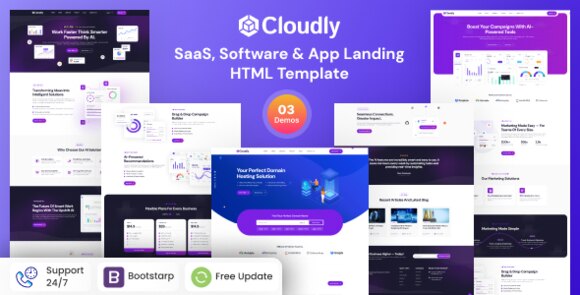 Cloudly – SaaS, Software & App Landing HTML Template