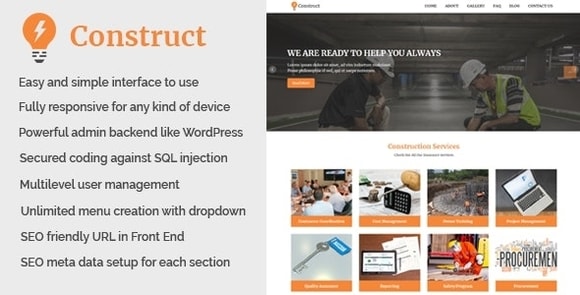 Construct v1.2 – Building and Construction Website CMS Nulled