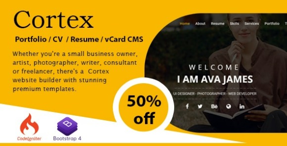 Cortex Portfolio v1.2 – CV / Resume / vCard CMS PHP Script