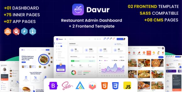 Davur v2.0.1 – Restaurant Admin Dashboard + 2 Frontend Template