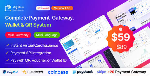 DigiKash v1.0.5 – Complete Payment Gateway, Wallet & QR System Script