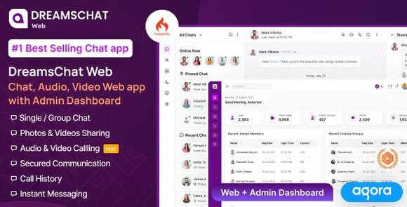 DreamsChat Web (4 Mar 2024) – Chat, Audio, Video Web APP with Admin Dashboard Script