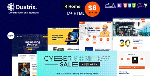 Dustrix v1.0 – Construction & Industry HTML Template Free