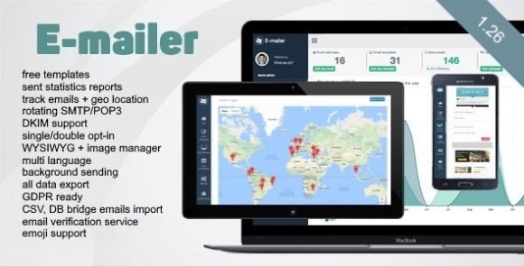 E-mailer v1.31 – Newsletter & Mailing System with Analytics + GEO Location PHP Script