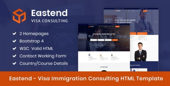 Eastend v1.1 – Immigration Visa Consulting HTML Template Free