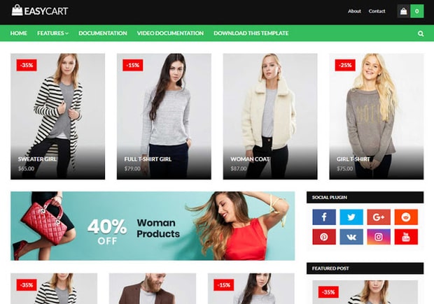 Easy Cart Blogger Template for Online Shopping Website Pro