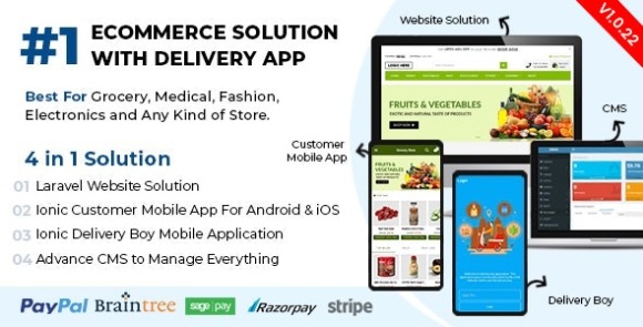 Ecommerce Solution with Delivery App For Grocery, Food, Pharmacy, Any Store / Laravel + Android Apps Nulled v1.0.22