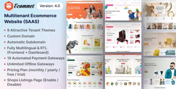Ecommet v4.0 – Multitenant Ecommerce Website Builder (White Label) Script