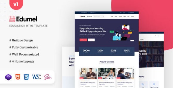 Edumel v1.0 – Education LMS Template HTML Free