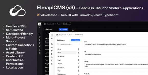 ElmapiCMS v3.0 – Headless CMS for Building Content API PHP Script