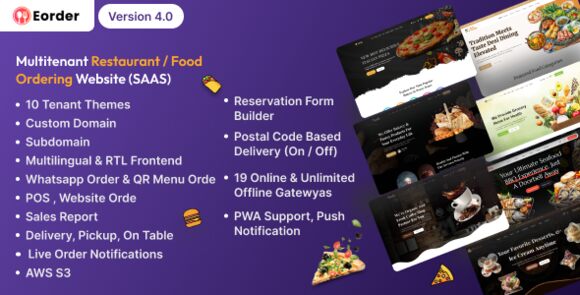 Eorder v4.0 – Multitenant Restaurant / Food Ordering Website (SAAS) PHP Script