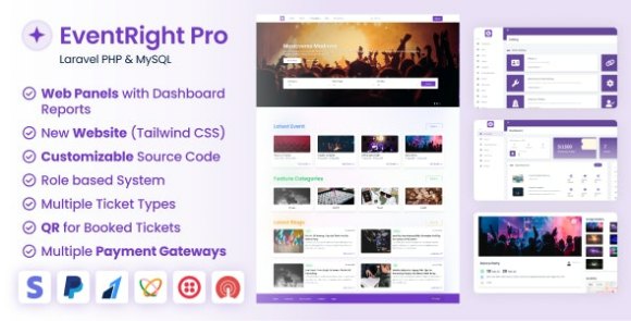 EventRight Pro v2.0.0 Nulled – Ticket Sales and Event Booking & Management System with Website & Web Panels (SaaS) Script