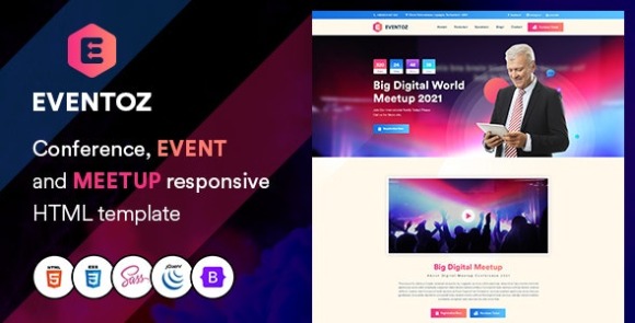 Eventoz v1.0 – Conference, Event and Meetup HTML Template Free