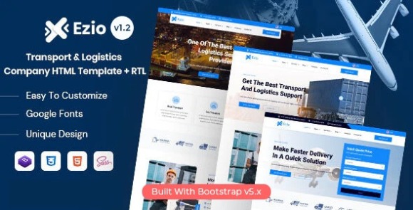 Ezio v1.2 – Transport & Logistics Company HTML Template Free