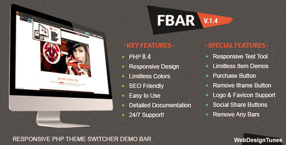FBar v1.4 – Responsive PHP Theme Switcher Demo Bar Script