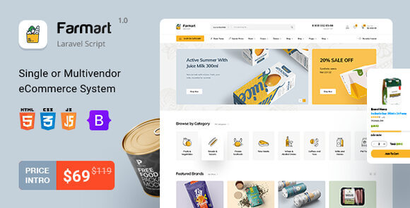 Farmart v1.23.9 Nulled – Single or Multivendor Laravel eCommerce System PHP Script