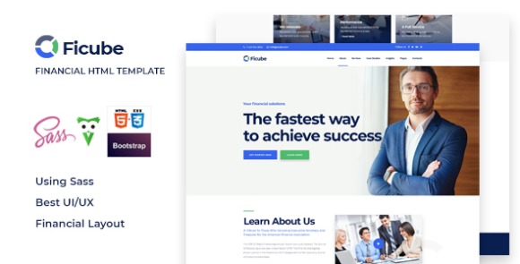 Ficube v1.0 – Business & Financial HTML and Sass Template Free