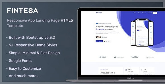 Fintesa – App Landing Page HTML Template