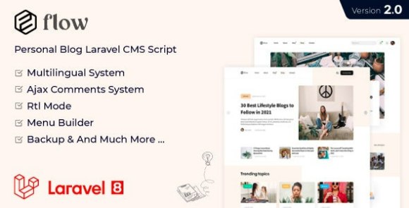 Flow v2.11 Nulled – Laravel Personal Multilingual Blog Script