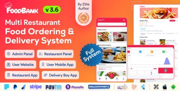 FoodBank Multi Restaurant v3.6 Nulled – Food Delivery App | Restaurant App with Admin & Restaurant Panel Source
