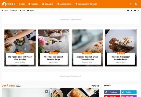 Foodify Elegant Food & Restaurant Premium Blogger Template